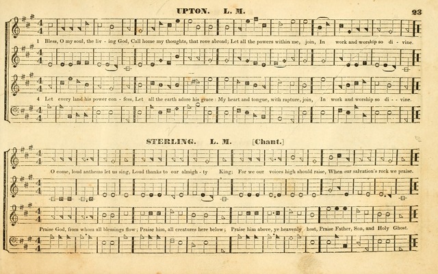 The Sacred Harp or Eclectic Harmony: a collection of church music, consisting of a great variety of psalm and hymn tunes, anthems, sacred songs and chants...(New ed., Rev. and Corr.) page 23