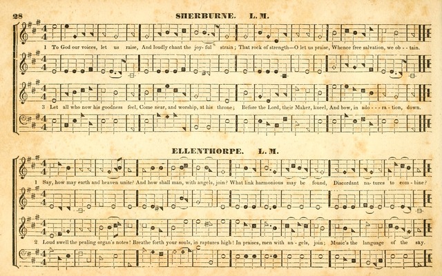 The Sacred Harp or Eclectic Harmony: a collection of church music, consisting of a great variety of psalm and hymn tunes, anthems, sacred songs and chants...(New ed., Rev. and Corr.) page 28