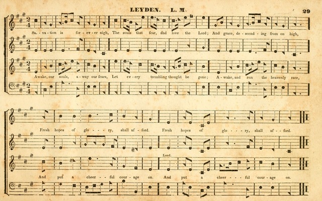 The Sacred Harp or Eclectic Harmony: a collection of church music, consisting of a great variety of psalm and hymn tunes, anthems, sacred songs and chants...(New ed., Rev. and Corr.) page 29