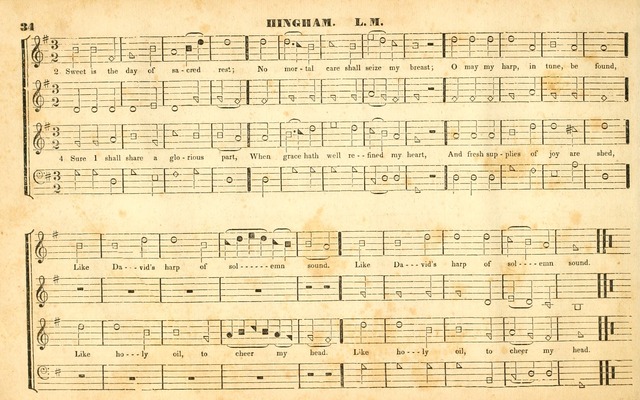 The Sacred Harp or Eclectic Harmony: a collection of church music, consisting of a great variety of psalm and hymn tunes, anthems, sacred songs and chants...(New ed., Rev. and Corr.) page 34