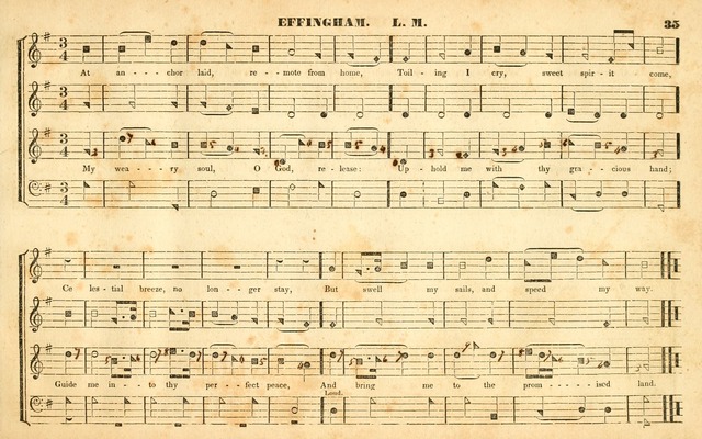 The Sacred Harp or Eclectic Harmony: a collection of church music, consisting of a great variety of psalm and hymn tunes, anthems, sacred songs and chants...(New ed., Rev. and Corr.) page 35