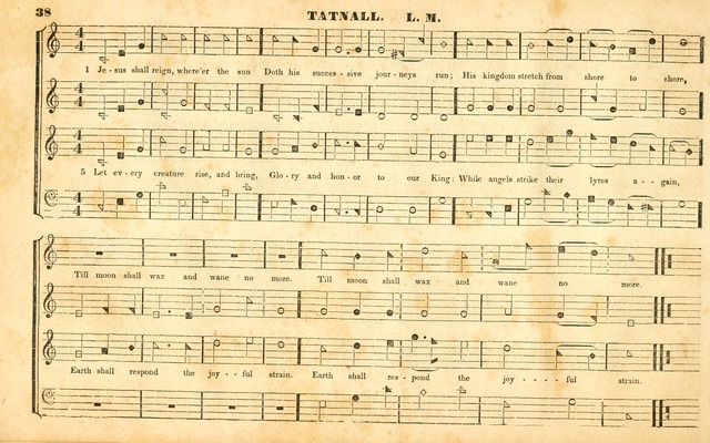 The Sacred Harp or Eclectic Harmony: a collection of church music, consisting of a great variety of psalm and hymn tunes, anthems, sacred songs and chants...(New ed., Rev. and Corr.) page 38