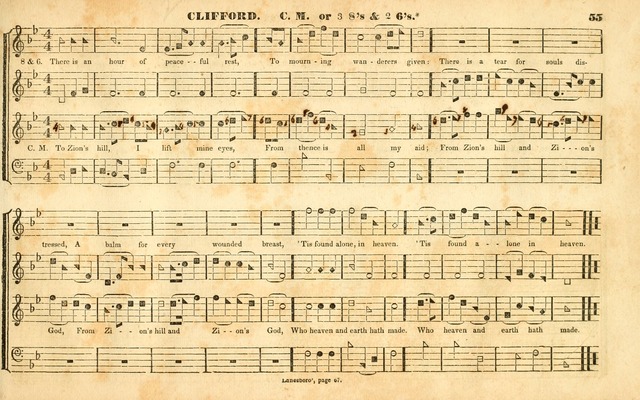 The Sacred Harp or Eclectic Harmony: a collection of church music, consisting of a great variety of psalm and hymn tunes, anthems, sacred songs and chants...(New ed., Rev. and Corr.) page 55