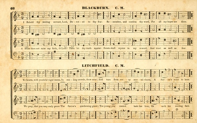 The Sacred Harp or Eclectic Harmony: a collection of church music, consisting of a great variety of psalm and hymn tunes, anthems, sacred songs and chants...(New ed., Rev. and Corr.) page 62