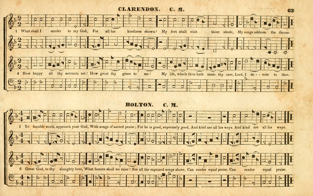 The Sacred Harp or Eclectic Harmony: a collection of church music, consisting of a great variety of psalm and hymn tunes, anthems, sacred songs and chants...(New ed., Rev. and Corr.) page 63