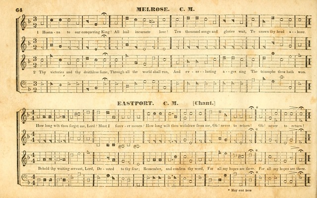 The Sacred Harp or Eclectic Harmony: a collection of church music, consisting of a great variety of psalm and hymn tunes, anthems, sacred songs and chants...(New ed., Rev. and Corr.) page 64