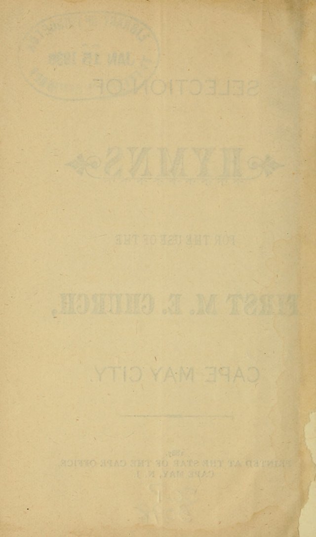 Selection of Hymns, for the use of the first M. E. Church, Cape May City page 3