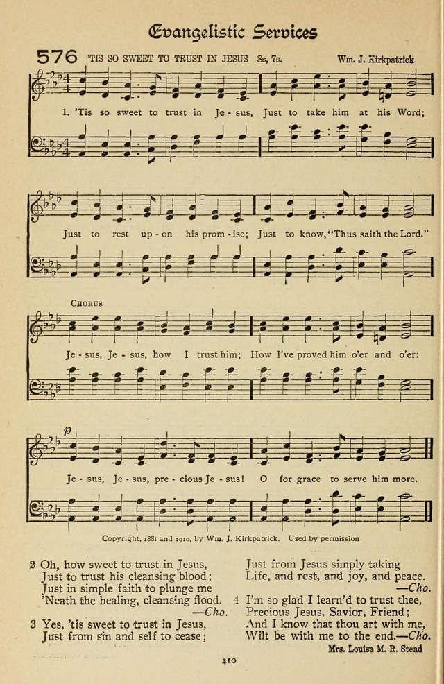 The Sanctuary Hymnal, published by Order of the General Conference of the United Brethren in Christ page 411