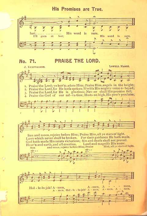 Sing His Praise: for the church, Sunday school and all religious assemblies page 71