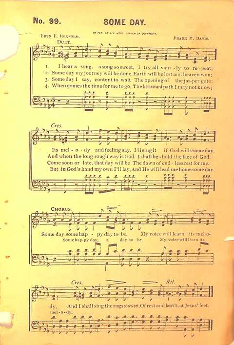 Sing His Praise: for the church, Sunday school and all religious assemblies page 99