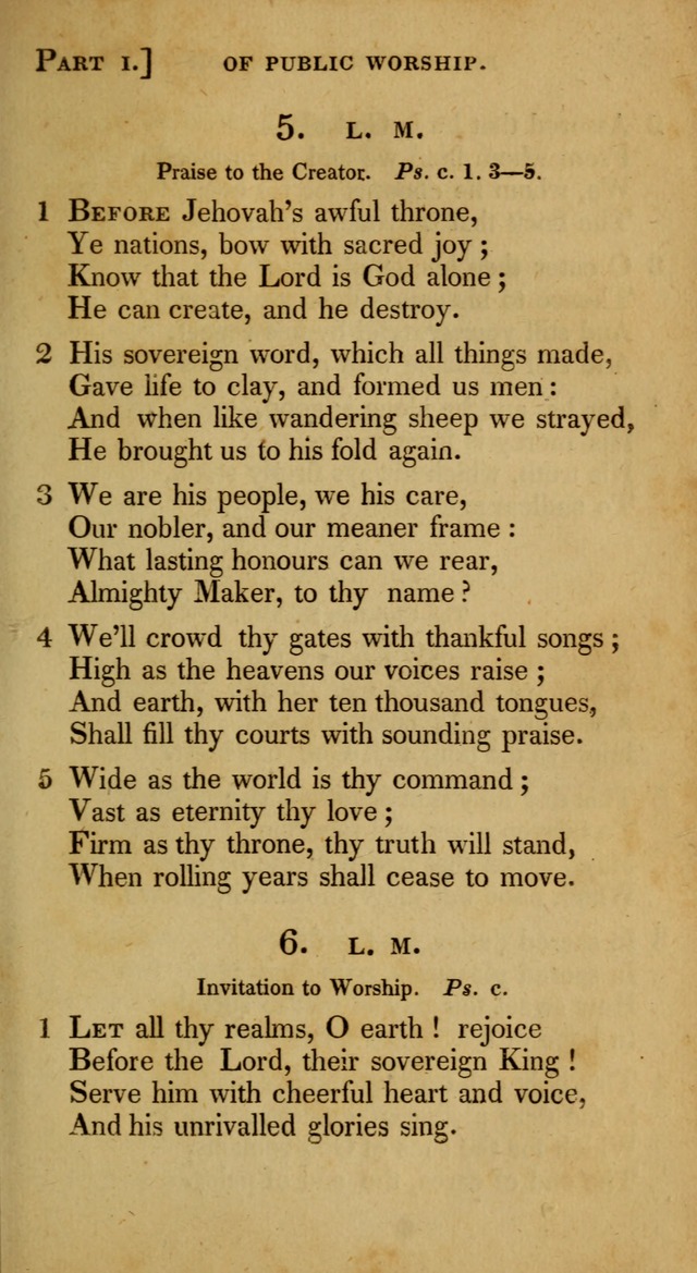 A Selection of Hymns and Psalms for Social and Private Worship (6th ed.) page 5