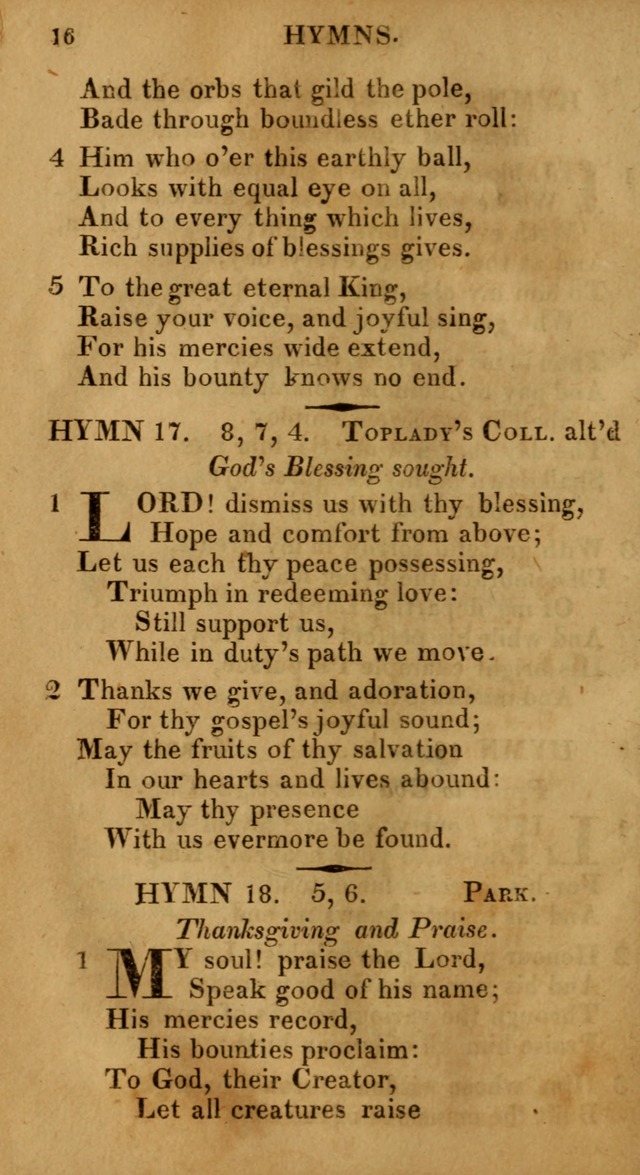 Selection of Hymns, for Public Worship designed to be used with Watts