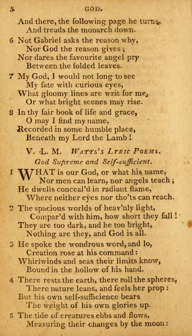 A Selection of Hymns and Spiritual Songs: designed (especially the former part) for the use of congregations as an appendix to Dr. Watt