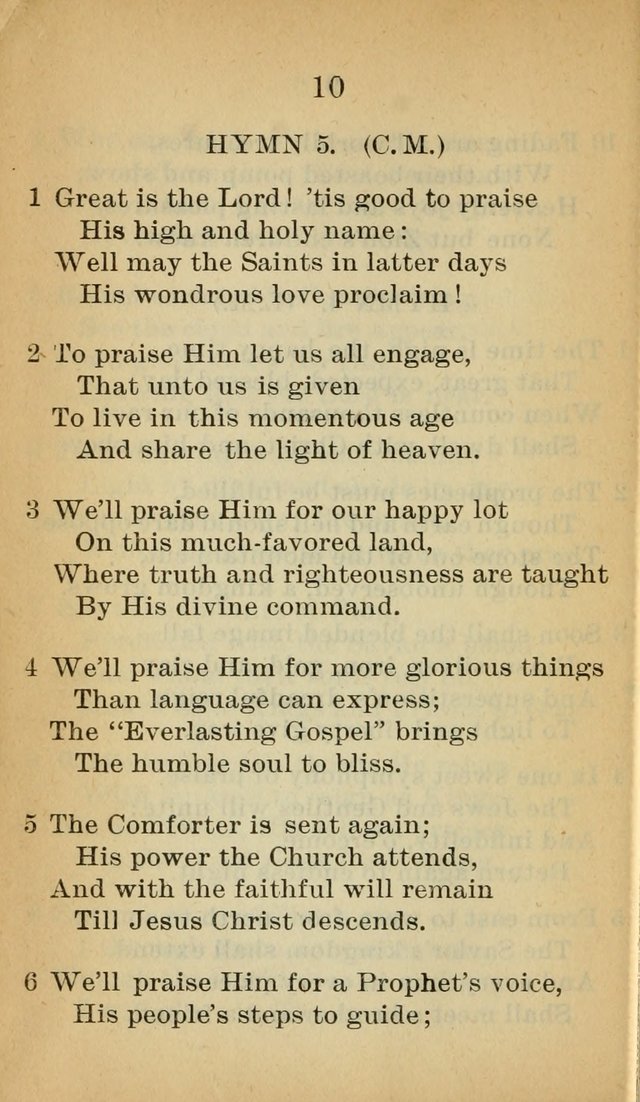 Sacred Hymns and Spiritual Songs for the Church of Jesus Christ of Latter-Day Saints (20th ed.) page 10