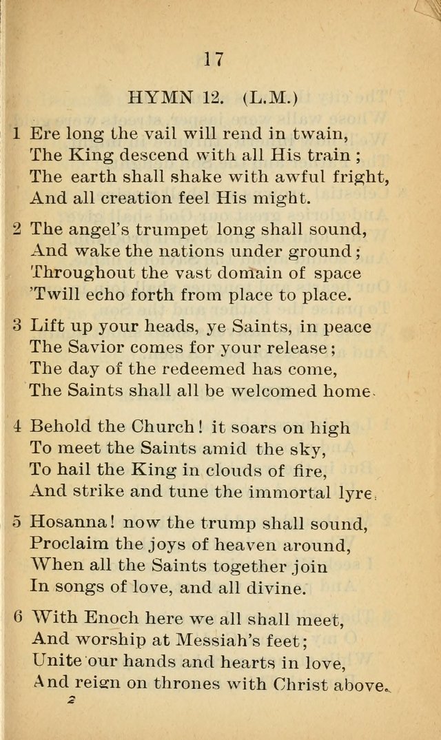 Sacred Hymns and Spiritual Songs for the Church of Jesus Christ of Latter-Day Saints (20th ed.) page 17