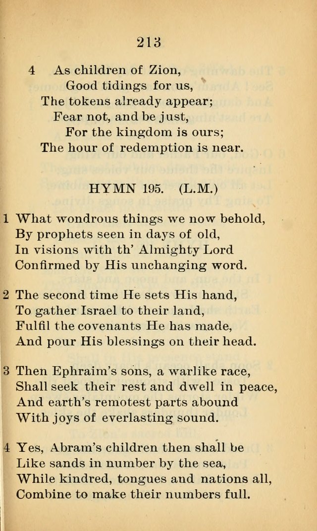 Sacred Hymns and Spiritual Songs for the Church of Jesus Christ of Latter-Day Saints (20th ed.) page 213