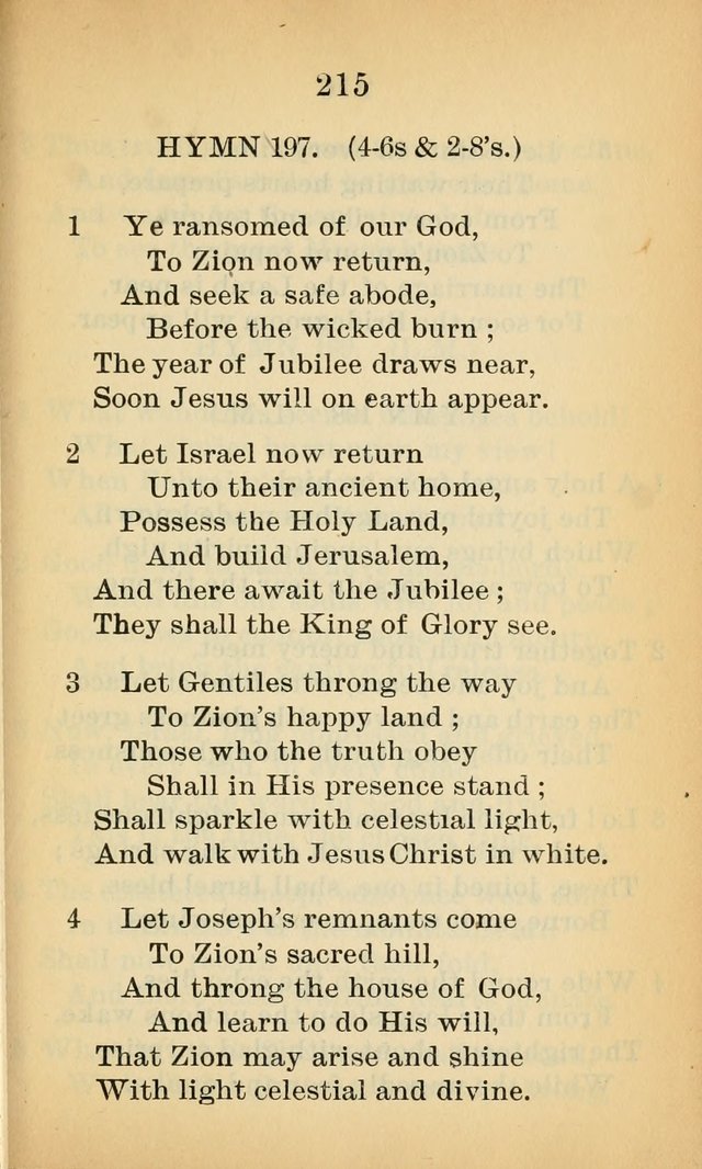 Sacred Hymns and Spiritual Songs for the Church of Jesus Christ of Latter-Day Saints (20th ed.) page 215