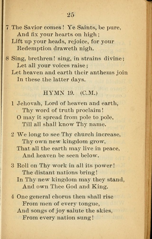 Sacred Hymns and Spiritual Songs for the Church of Jesus Christ of Latter-Day Saints (20th ed.) page 25