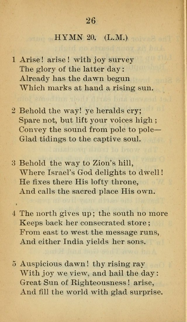 Sacred Hymns and Spiritual Songs for the Church of Jesus Christ of Latter-Day Saints (20th ed.) page 26