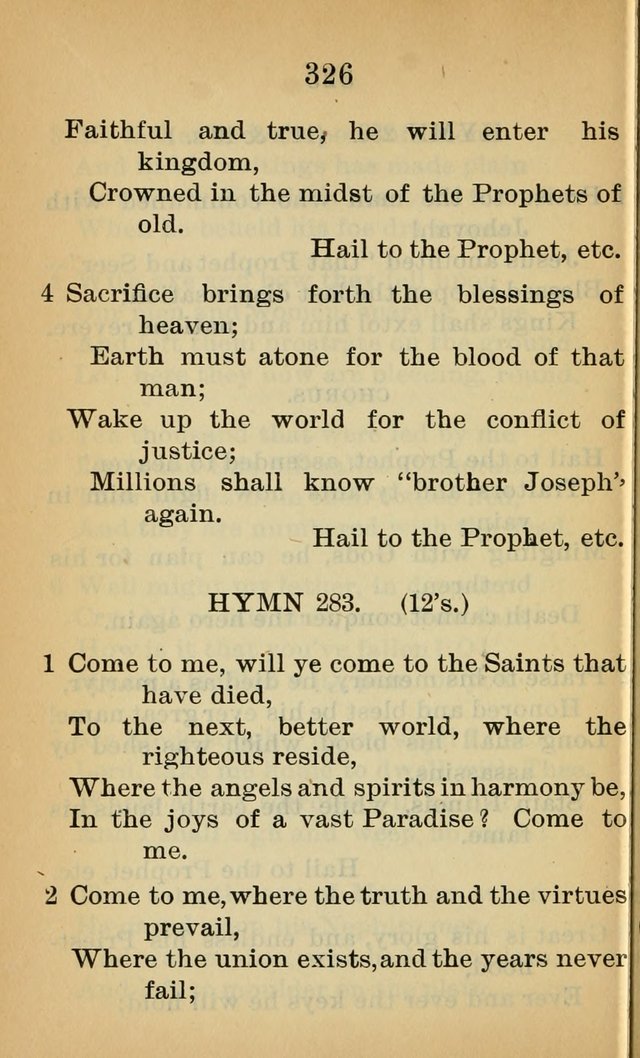 Sacred Hymns and Spiritual Songs for the Church of Jesus Christ of Latter-Day Saints (20th ed.) page 326