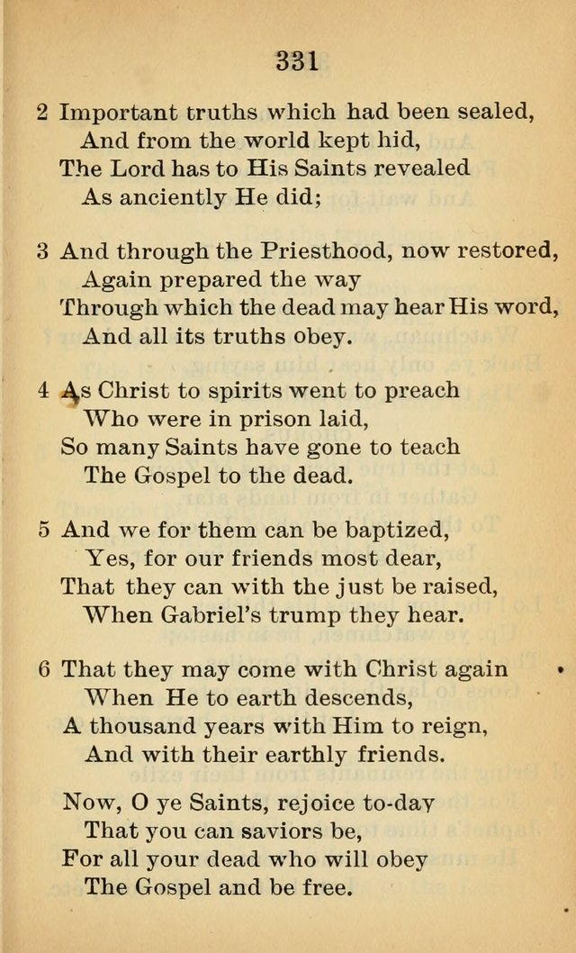 Sacred Hymns and Spiritual Songs for the Church of Jesus Christ of Latter-Day Saints (20th ed.) page 331