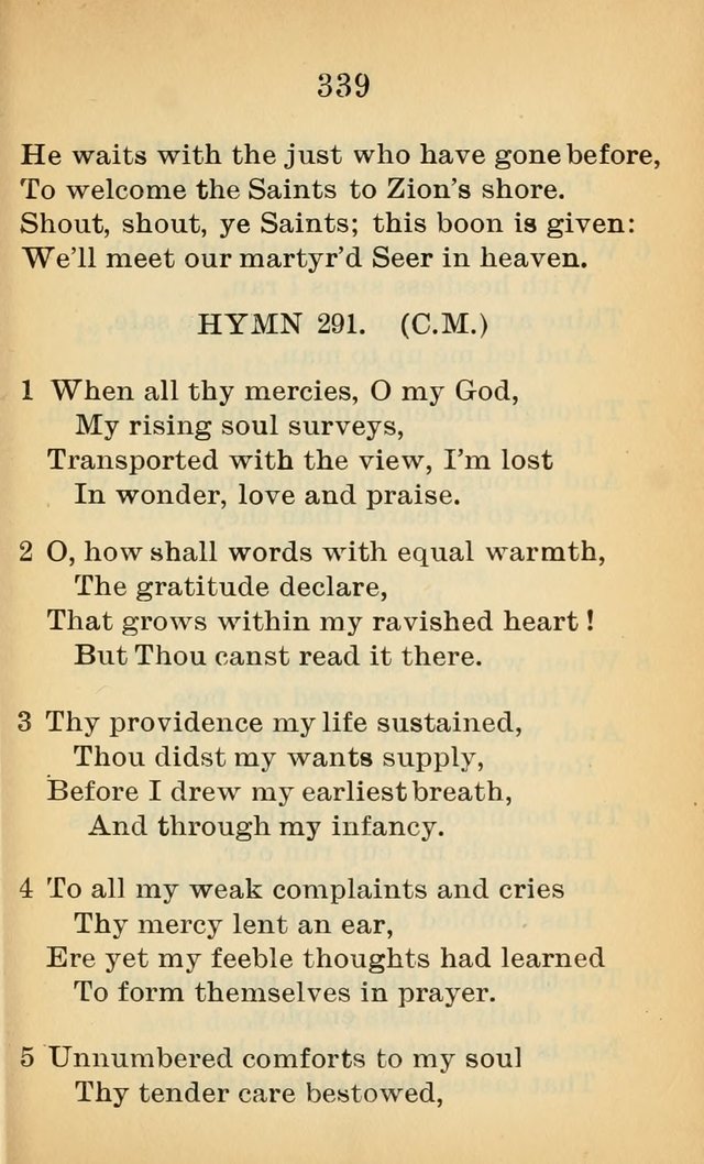 Sacred Hymns and Spiritual Songs for the Church of Jesus Christ of Latter-Day Saints (20th ed.) page 339