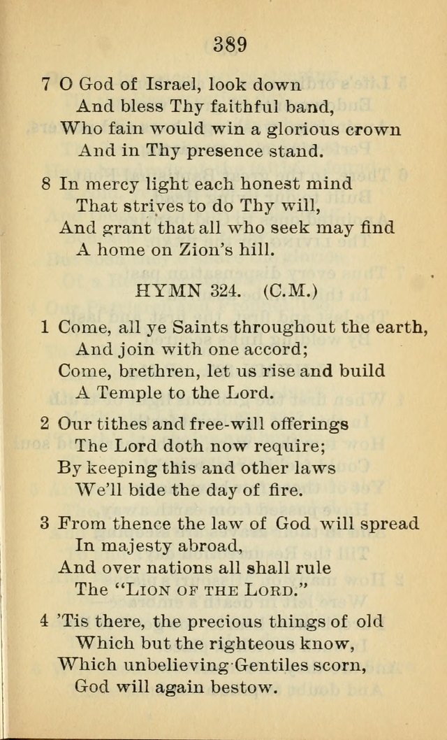 Sacred Hymns and Spiritual Songs for the Church of Jesus Christ of Latter-Day Saints (20th ed.) page 389