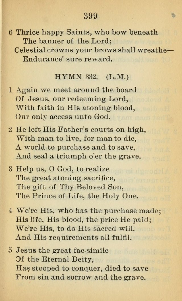 Sacred Hymns and Spiritual Songs for the Church of Jesus Christ of Latter-Day Saints (20th ed.) page 399