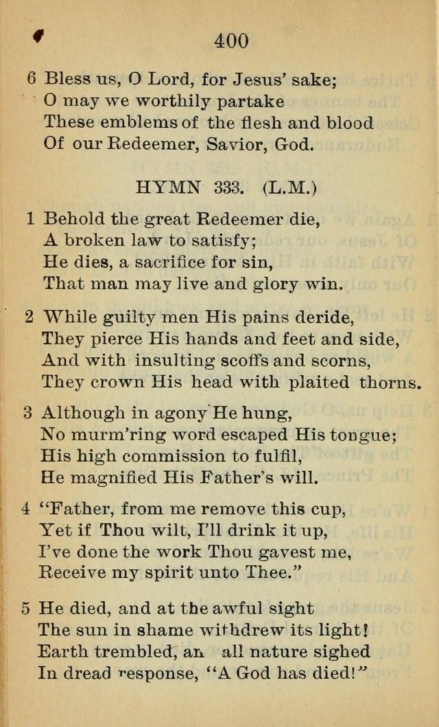 Sacred Hymns and Spiritual Songs for the Church of Jesus Christ of Latter-Day Saints (20th ed.) page 400