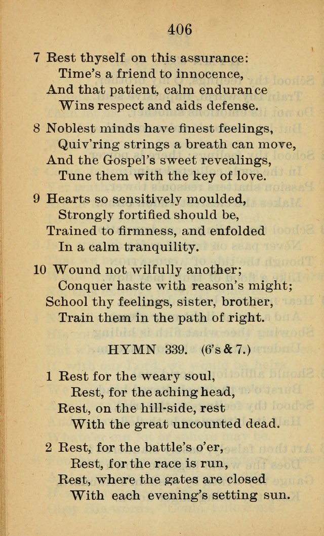 Sacred Hymns and Spiritual Songs for the Church of Jesus Christ of Latter-Day Saints (20th ed.) page 406