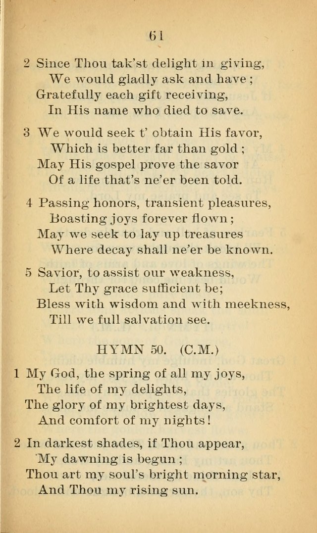 Sacred Hymns and Spiritual Songs for the Church of Jesus Christ of Latter-Day Saints (20th ed.) page 61