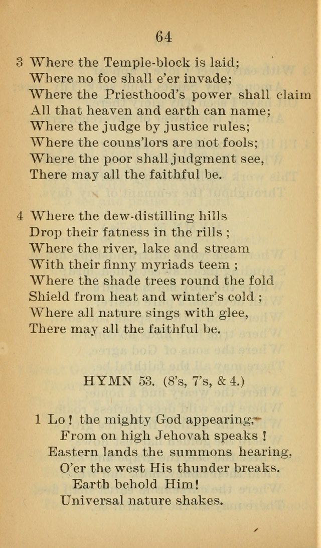 Sacred Hymns and Spiritual Songs for the Church of Jesus Christ of Latter-Day Saints (20th ed.) page 64