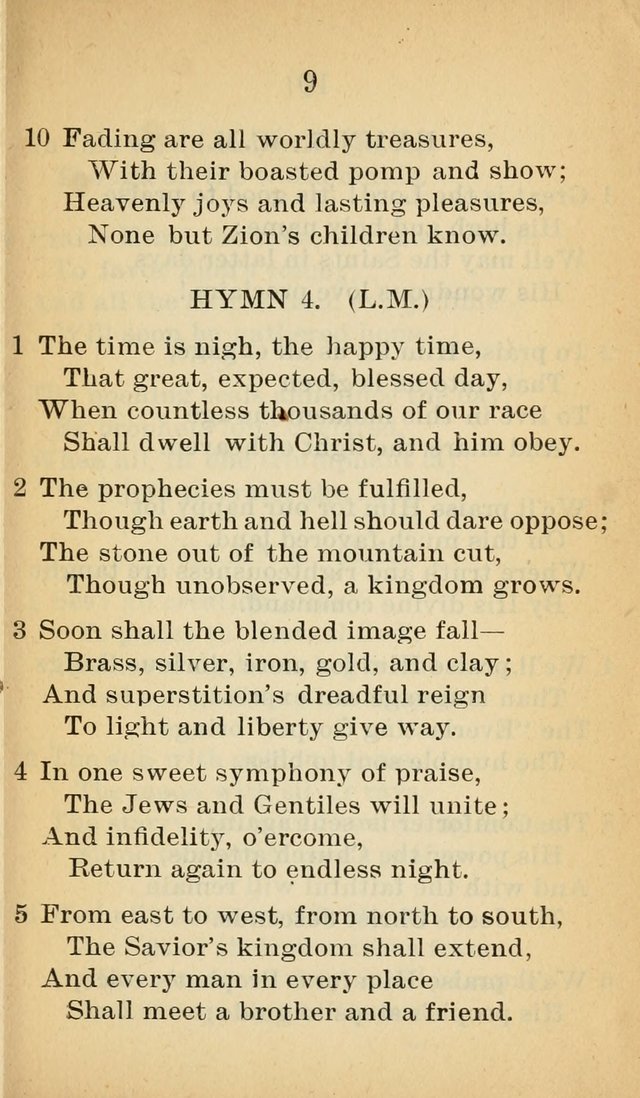 Sacred Hymns and Spiritual Songs for the Church of Jesus Christ of Latter-Day Saints (20th ed.) page 9