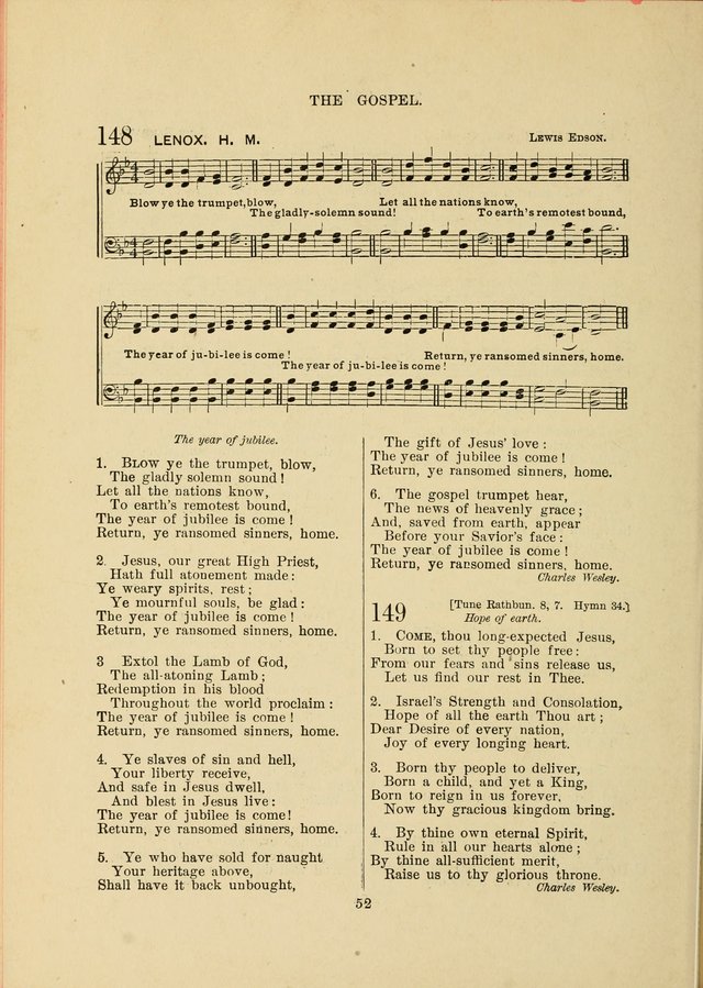 Sacred Hymns and Tunes: designed to be used by the Wesleyan Methodist Connection (or Church) of America page 52