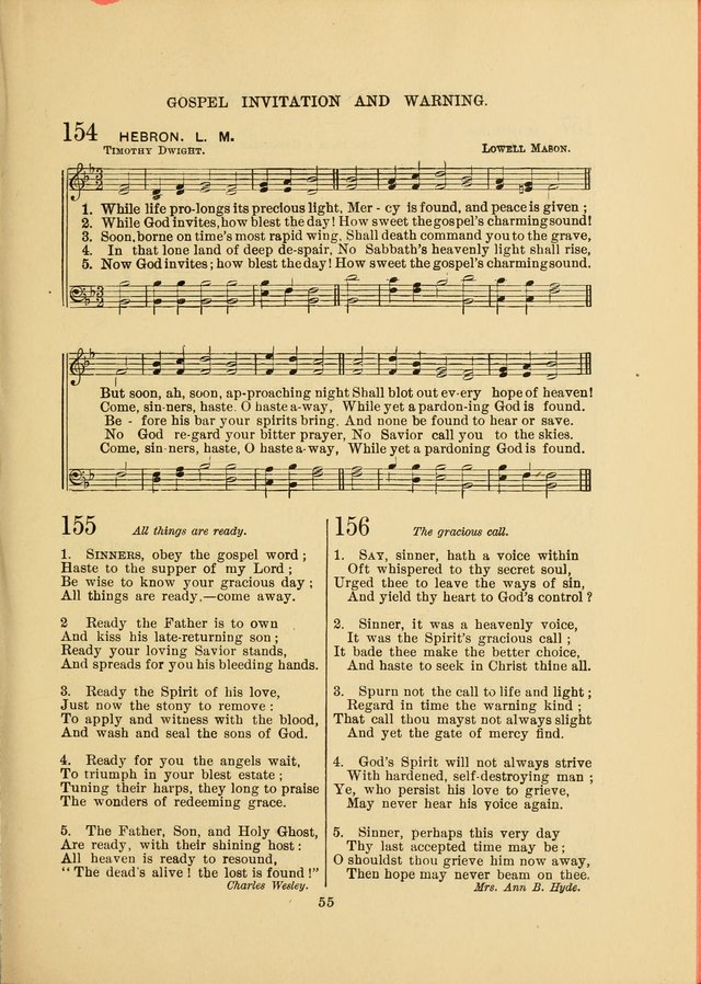 Sacred Hymns and Tunes: designed to be used by the Wesleyan Methodist Connection (or Church) of America page 55