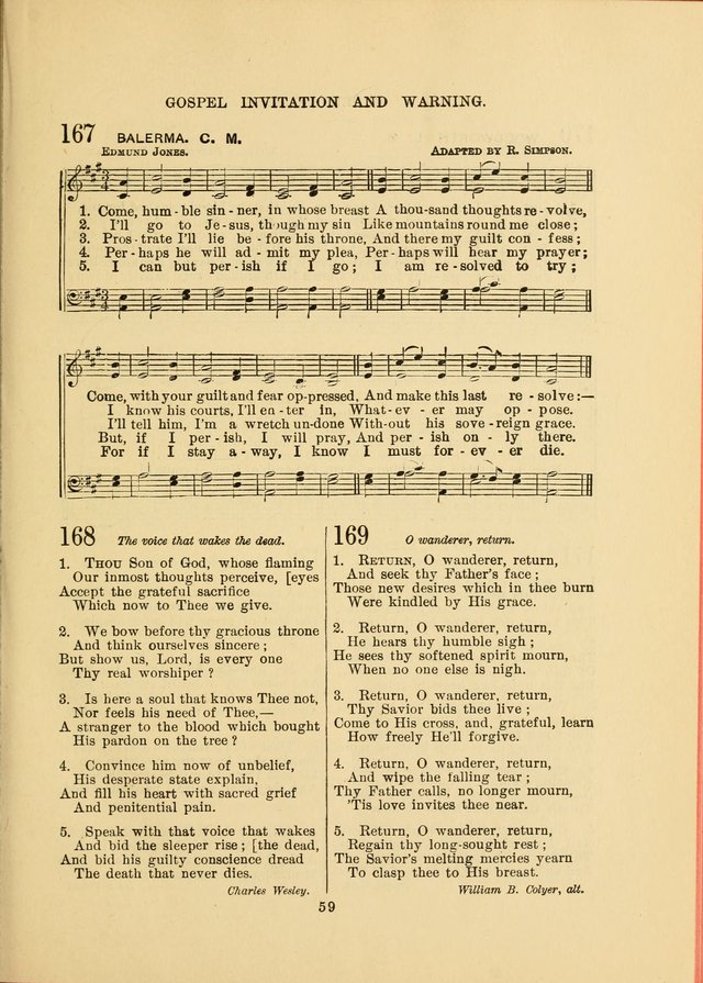 Sacred Hymns and Tunes: designed to be used by the Wesleyan Methodist Connection (or Church) of America page 59