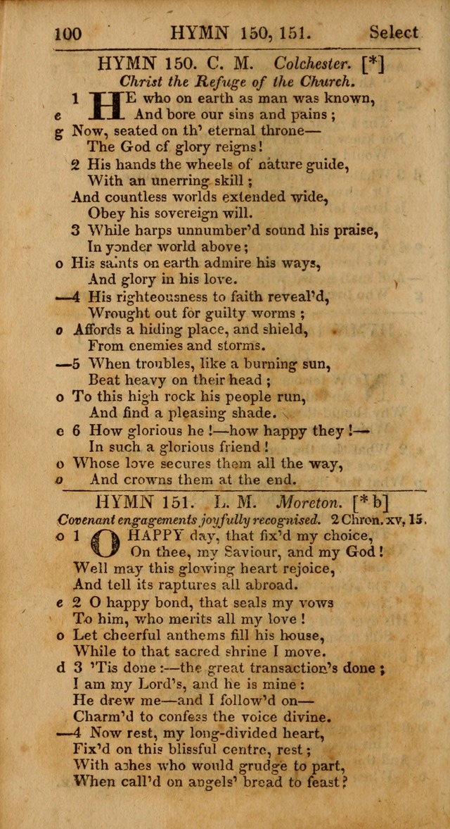 Select Hymns: the third part of Christian Psalmody; with directions for musical expression (Stereotype ed.) page 100