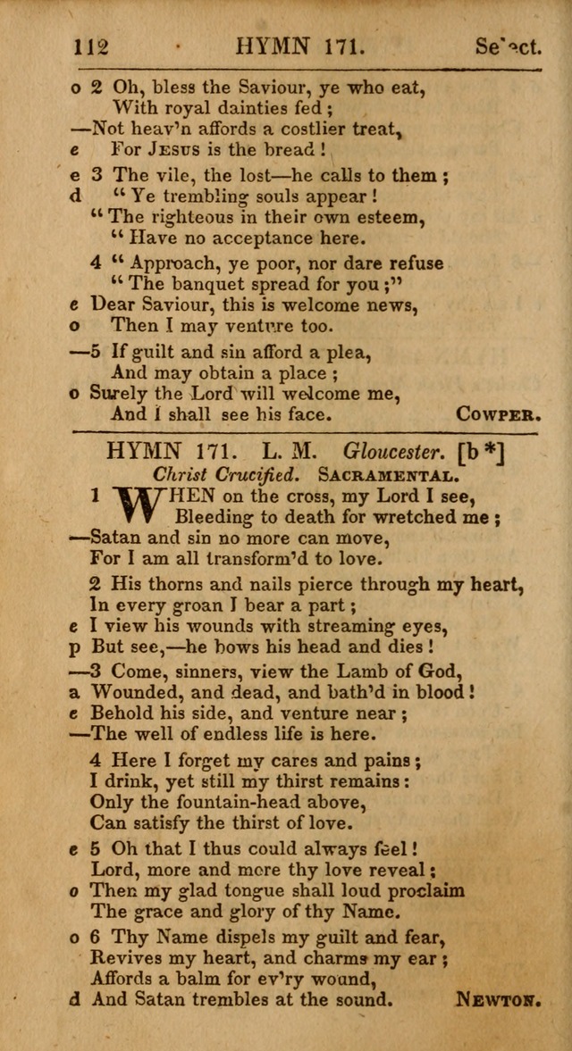 Select Hymns: the third part of Christian Psalmody; with directions for musical expression (Stereotype ed.) page 112