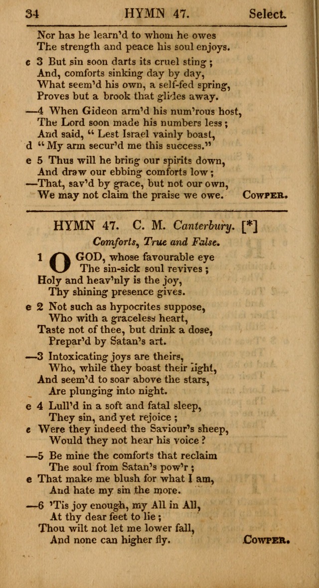 Select Hymns: the third part of Christian Psalmody; with directions for musical expression (Stereotype ed.) page 34