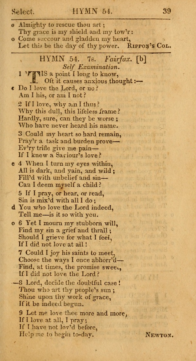 Select Hymns: the third part of Christian Psalmody; with directions for musical expression (Stereotype ed.) page 39