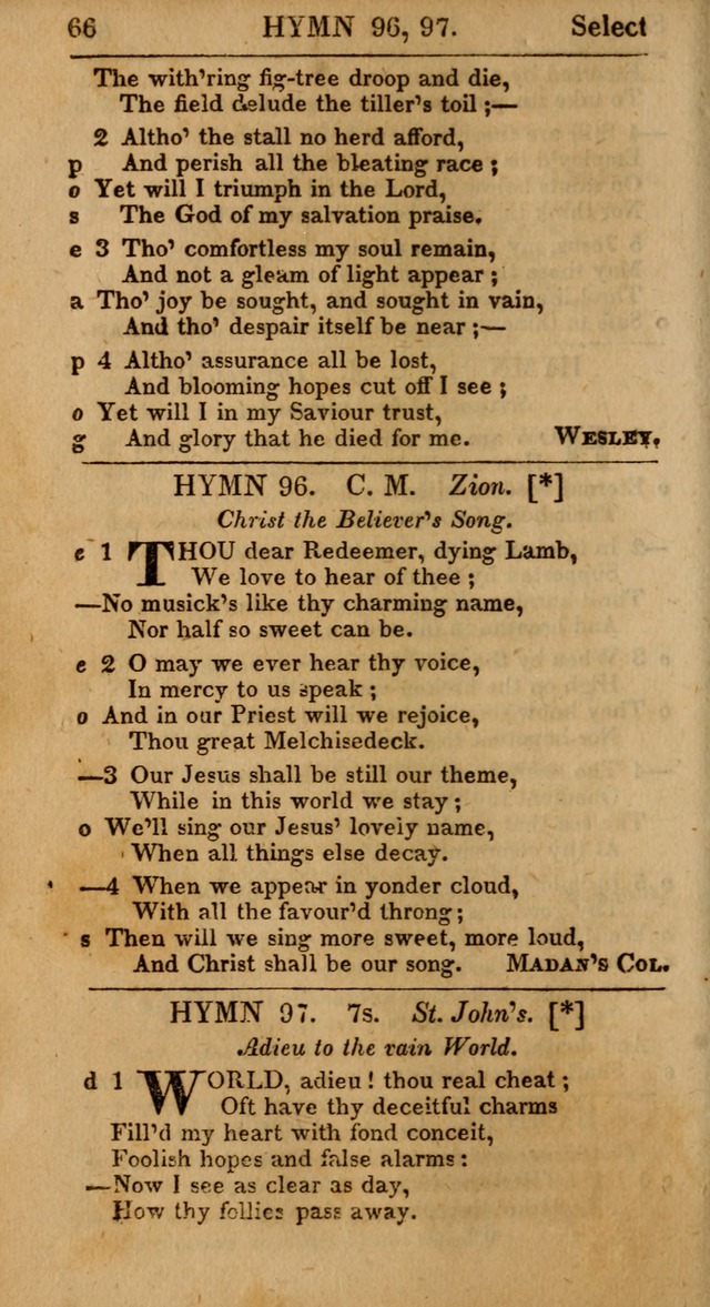 Select Hymns: the third part of Christian Psalmody; with directions for musical expression (Stereotype ed.) page 66