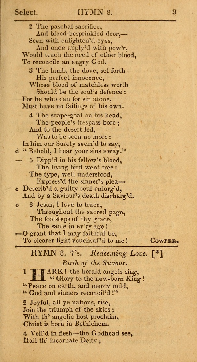 Select Hymns: the third part of Christian Psalmody; with directions for musical expression (Stereotype ed.) page 9