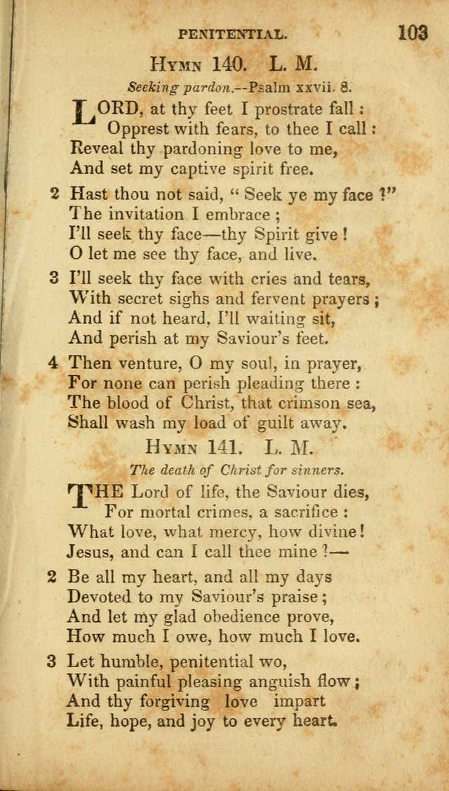 A Selection of Hymns for the Use of Social Religious Meetings and for Private Devotions. 7th ed. page 103