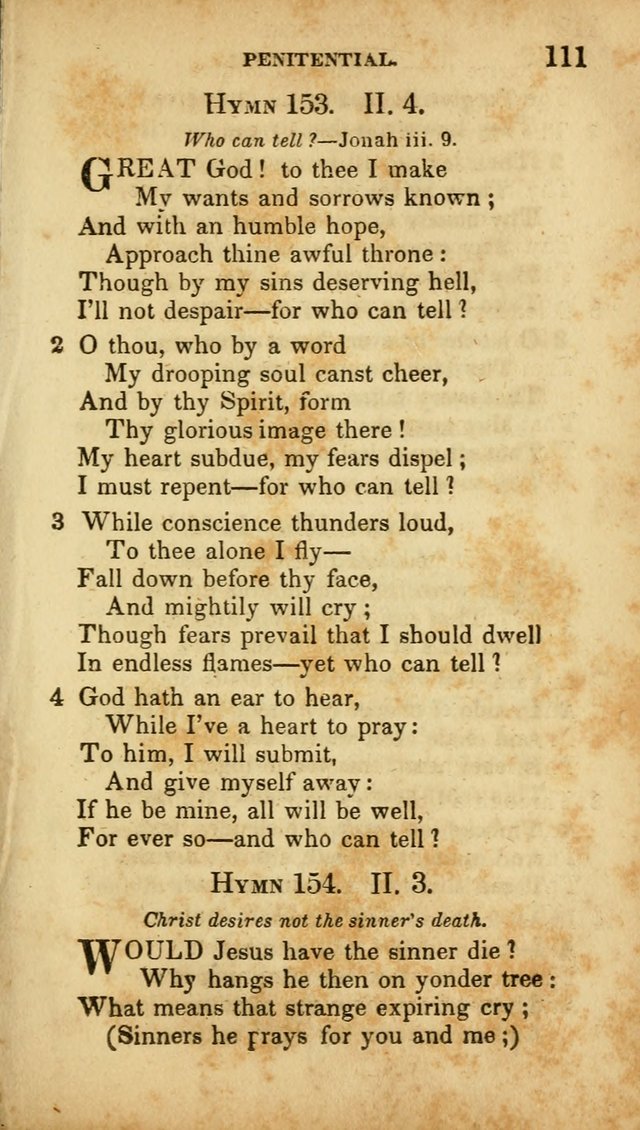 A Selection of Hymns for the Use of Social Religious Meetings and for Private Devotions. 7th ed. page 111