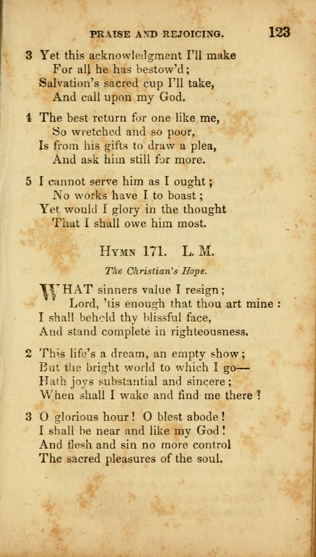 A Selection of Hymns for the Use of Social Religious Meetings and for Private Devotions. 7th ed. page 123