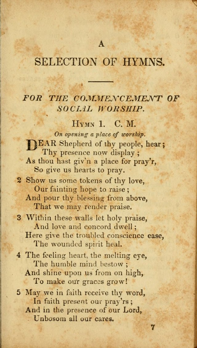 A Selection of Hymns for the Use of Social Religious Meetings and for Private Devotions. 7th ed. page 7