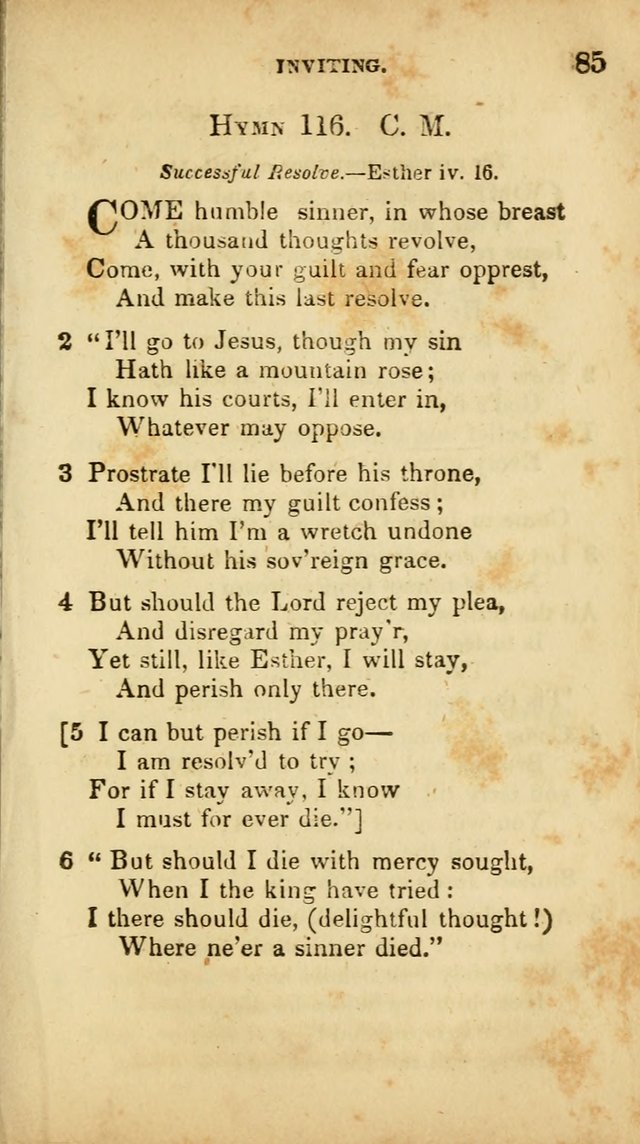 A Selection of Hymns for the Use of Social Religious Meetings and for Private Devotions. 7th ed. page 85