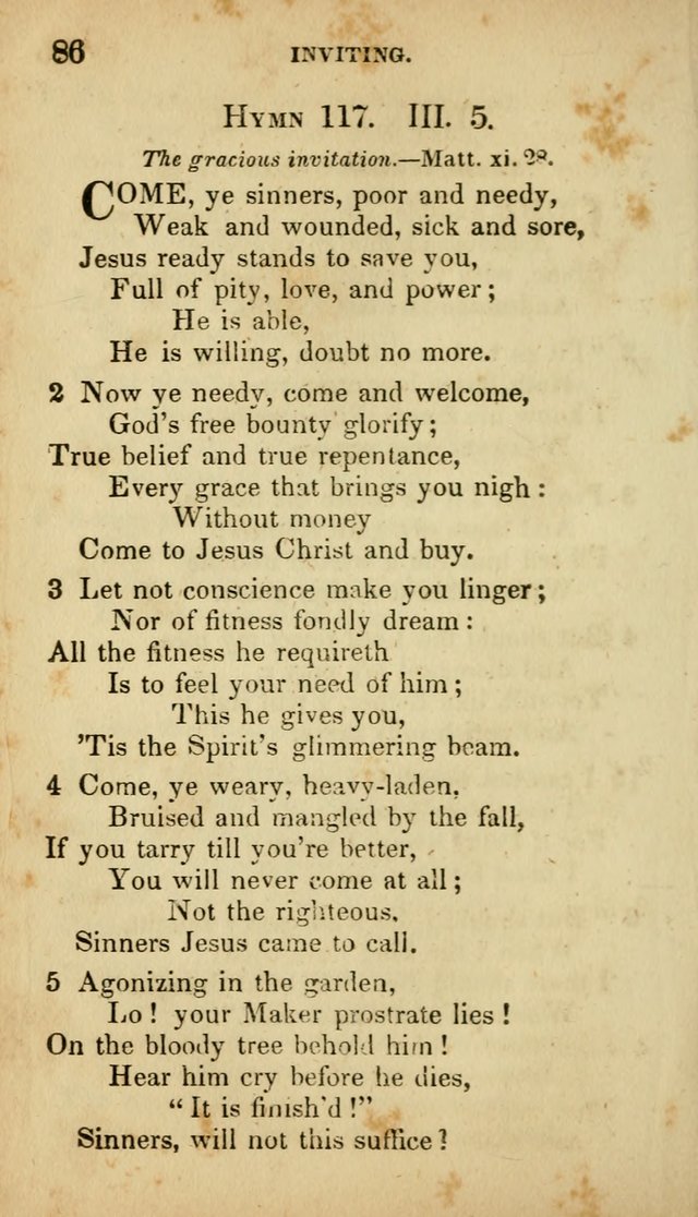 A Selection of Hymns for the Use of Social Religious Meetings and for Private Devotions. 7th ed. page 86