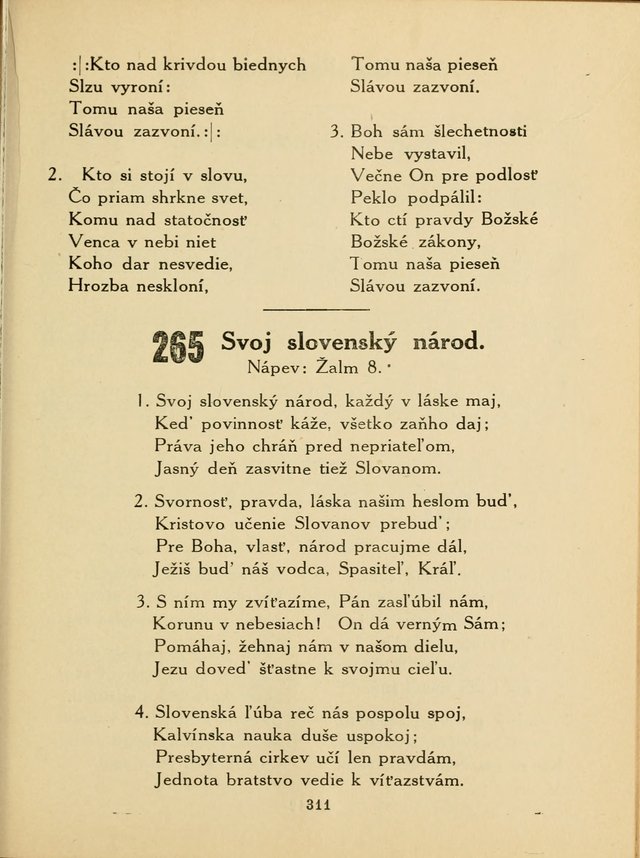 Slovensky Kalvinsky Spevnik page 311