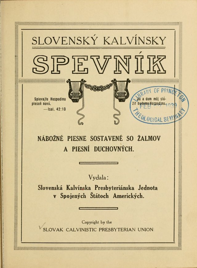 Slovensky Kalvinsky Spevnik page vii